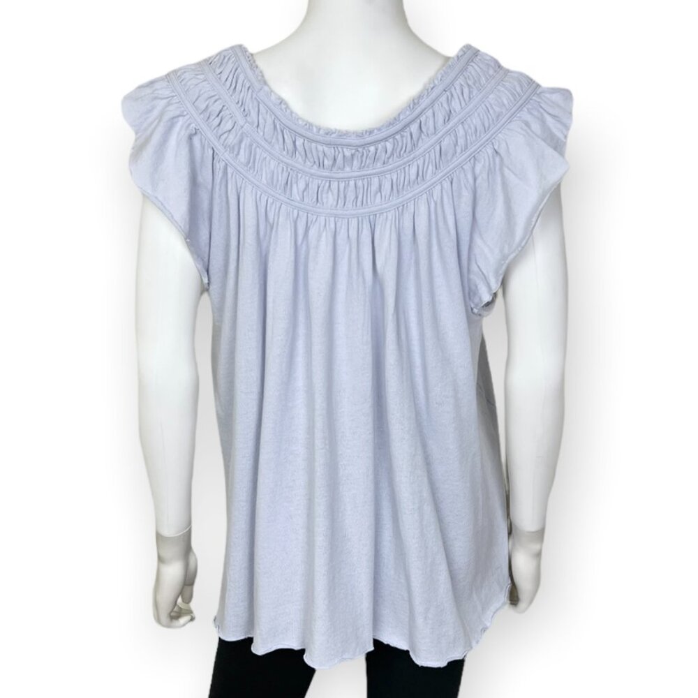 Free People We The Free Coconut Ruffled Top in Cloud - sz Medium - Picture 5 of 8